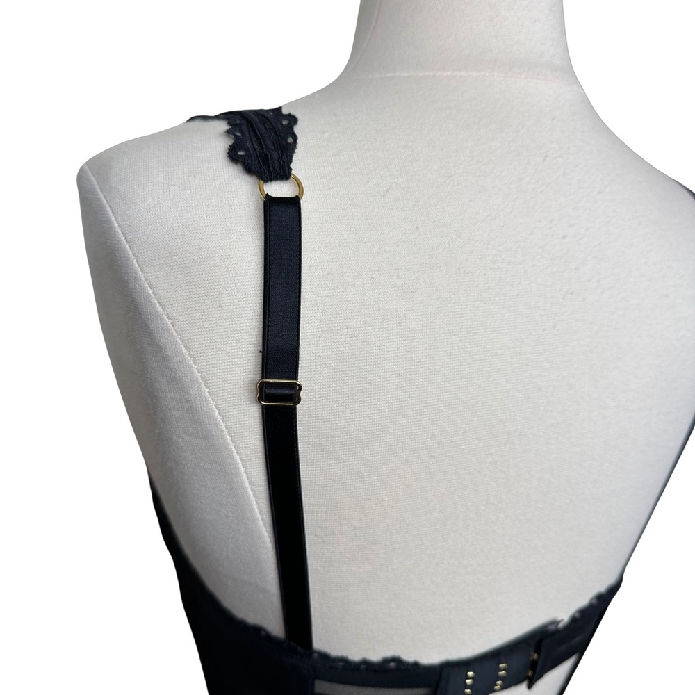 Victorias Secret 34D Black Lace Underwire Sexy Lingerie Teddy Garter Clip Dress - Picture 9 of 12